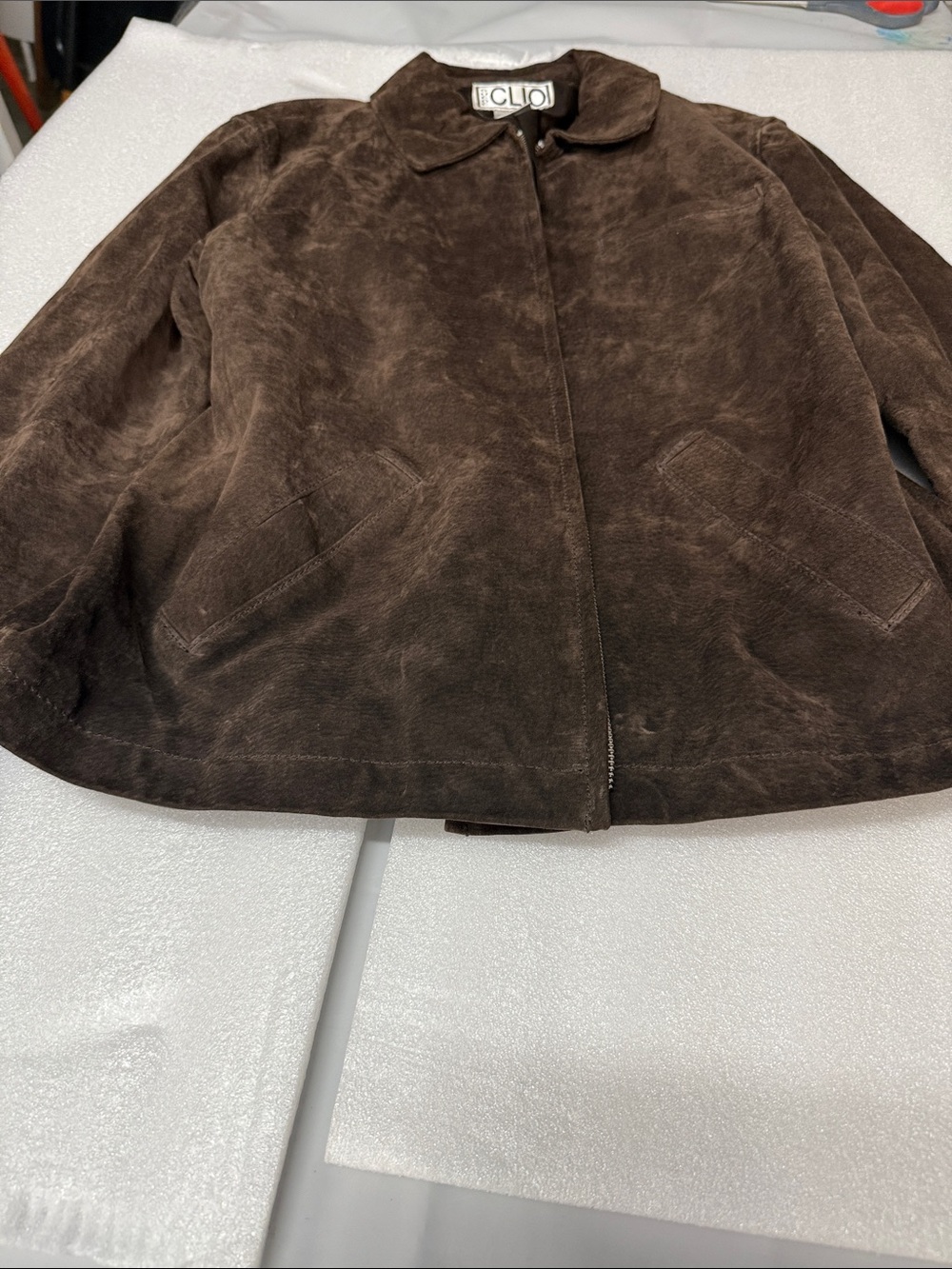 Clio Dark Brown Suede Zip-Front Women's Jacket